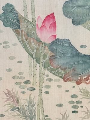 Chinese school: 'Lotus', ink and colour on paper, Cixi seal mark, 19/20th C. — foto 10
