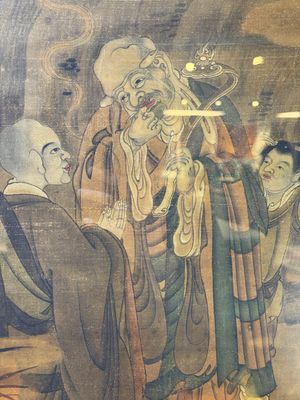 Chinese school: 'Luohan in the mountains', ink and colour on silk, 18th C. — photo 7