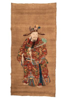 Chinese school: 'Luxing 禄星', ink and colour on silk, Qing or later