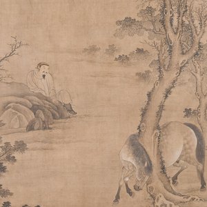 Chinese school: 'Man with two horses', ink and colour on silk, 18/19th C. — photo 1
