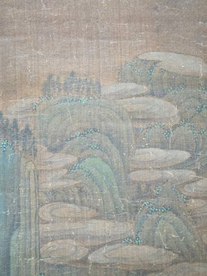 Chinese school: 'Mountainous landscape', ink and colour on silk, Ming or later — photo 11