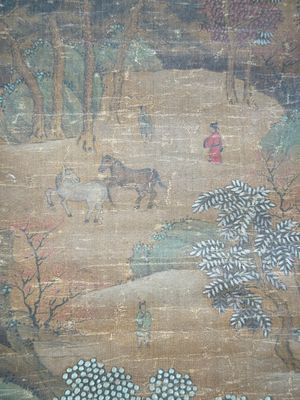 Chinese school: 'Mountainous landscape', ink and colour on silk, Ming or later — photo 6