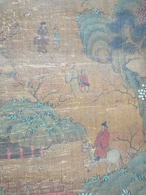 Chinese school: 'Mountainous landscape', ink and colour on silk, Ming or later — photo 7
