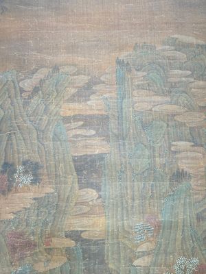 Chinese school: 'Mountainous landscape', ink and colour on silk, Ming or later — photo 9