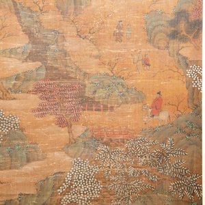 Chinese school: 'Mountainous landscape', ink and colour on silk, Ming or later — photo 3