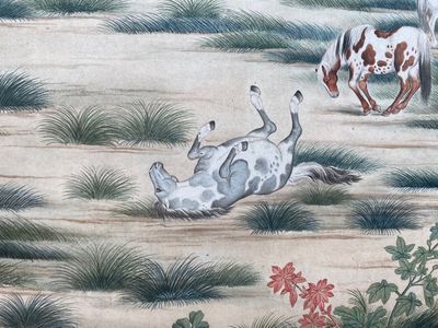Chinese school, naar Giuseppe Castiglione 郎世寧 (1688-1766): '100 paarden', handscroll, inkt en kleur op papier, 18/19e eeuw — foto 25