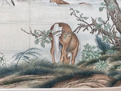 Chinese school, naar Giuseppe Castiglione 郎世寧 (1688-1766): '100 paarden', handscroll, inkt en kleur op papier, 18/19e eeuw — foto 59