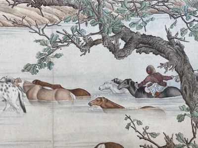 Chinese school, naar Giuseppe Castiglione 郎世寧 (1688-1766): '100 paarden', handscroll, inkt en kleur op papier, 18/19e eeuw — foto 60