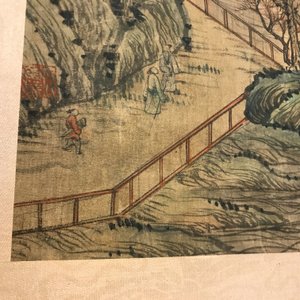 Chinese school, naar Qiu Ying (c.1494-1551/52), inkt en kleur op zijde: 'bergachtig landschap', met inscriptie en gedat. 1545 — foto 27