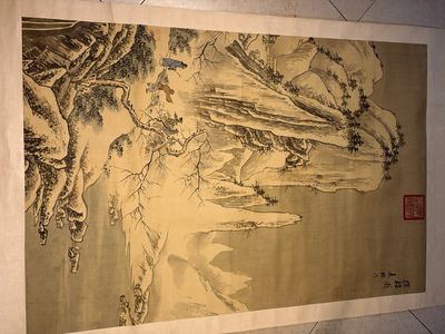 Chinese school: 'Peony' and 'Snowscape', ink and colour on paper and silk — photo 2