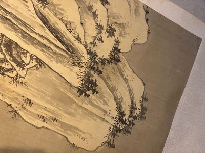Chinese school: 'Peony' and 'Snowscape', ink and colour on paper and silk — photo 5