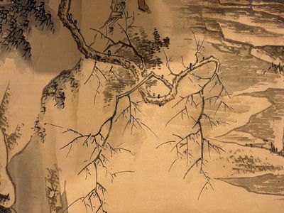 Chinese school: 'Peony' and 'Snowscape', ink and colour on paper and silk — photo 10