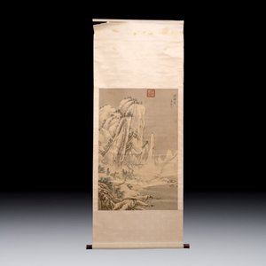 Chinese school: 'Peony' and 'Snowscape', ink and colour on paper and silk — photo 5