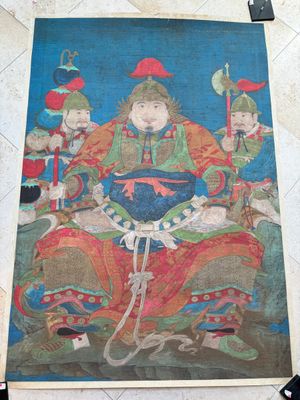 Chinese school: 'Portrait of a general with two servants', ink and colour on silk, Ming or later — foto 1