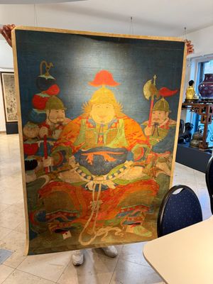 Chinese school: 'Portrait of a general with two servants', ink and colour on silk, Ming or later — foto 19