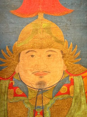 Chinese school: 'Portrait of a general with two servants', ink and colour on silk, Ming or later — foto 20