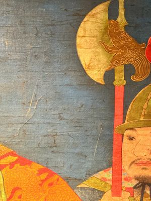 Chinese school: 'Portrait of a general with two servants', ink and colour on silk, Ming or later — foto 22