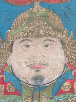 Chinese school: 'Portrait of a general with two servants', ink and colour on silk, Ming or later — foto 7