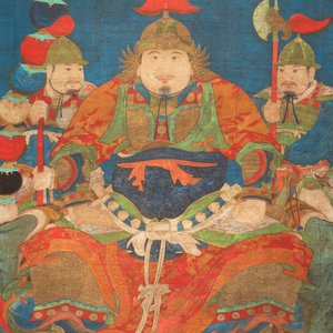 Chinese school: 'Portrait of a general with two servants', ink and colour on silk, Ming or later — foto 1