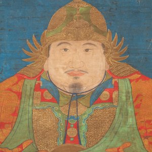 Chinese school: 'Portrait of a general with two servants', ink and colour on silk, Ming or later — foto 3