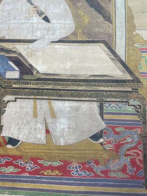 Chinese school: 'Portrait of emperor Yongzheng', ink and colour on silk, 19/20th C. — photo 6