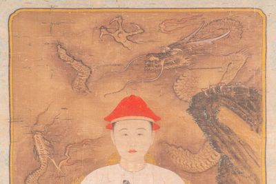 Chinese school: 'Portret van keizer Yongzheng', inkt en kleur op zijde, 19/20e eeuw — foto 3