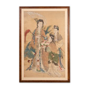 Chinese school: 'Presenting peaches to Xiwangmu', ink and colour on silk, 19th C. — foto 1