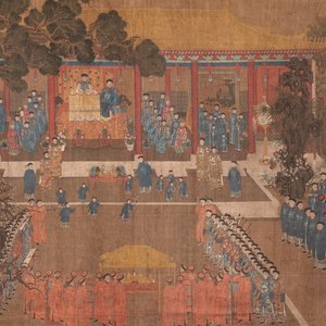 Chinese school: 'Qianlong's banquet', ink and colour on silk, Qing or later — foto 1