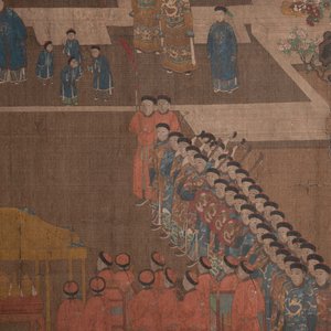 Chinese school: 'Qianlong's banquet', ink and colour on silk, Qing or later — foto 3