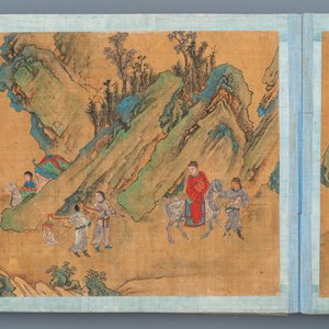 Chinese school, Qing, 19e: een album met 20 schilderingen, inkt en kleur op zijde, gemonteerd op karton — foto 8