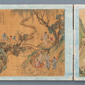 Chinese school, Qing, 19e: een album met 20 schilderingen, inkt en kleur op zijde, gemonteerd op karton — foto 10