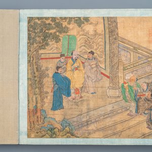 Chinese school, Qing, 19th C.: an album with 20 paintings, ink and color on silk, mounted on board — 照片 14