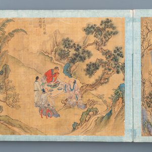 Chinese school, Qing, 19th C.: an album with 20 paintings, ink and color on silk, mounted on board — 照片 15