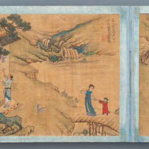 Chinese school, Qing, 19th C.: an album with 20 paintings, ink and color on silk, mounted on board — 照片 4
