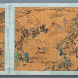 Chinese school, Qing, 19th C.: an album with 20 paintings, ink and color on silk, mounted on board — 照片 7