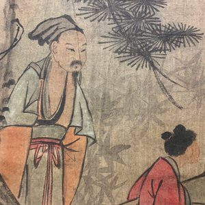 Chinese school, Qing, naar Wang Fu (1362-1416): Landschap met figuren, inkt en kleur op zijde, gemonteerd op rol — foto 21