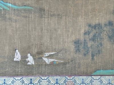 Chinese school: 'Sages in a lake landscape', ink and colour on silk, Ming or later — foto 5
