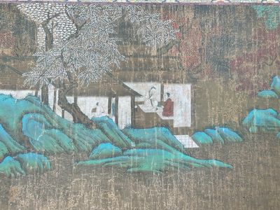 Chinese school: 'Sages in a lake landscape', ink and colour on silk, Ming or later — foto 6