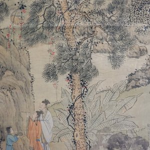 Chinese school, signed Hua Yan (1682-1756), ink and colour on paper: 'Scholars in a mountain forest' — photo 20