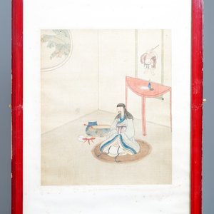 Chinese school, signed Yu Zhiding (1647-c.1709), ink and colour on silk, dated 1711: eight album pages — 照片 11