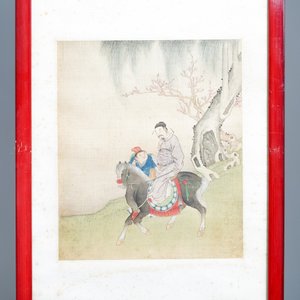 Chinese school, signed Yu Zhiding (1647-c.1709), ink and colour on silk, dated 1711: eight album pages — 照片 12