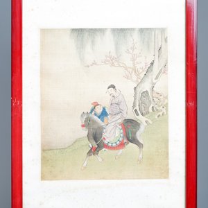 Chinese school, signed Yu Zhiding (1647-c.1709), ink and colour on silk, dated 1711: eight album pages — 照片 10