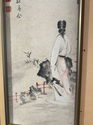 Chinese school, signed Zhang Daqian 張大千 (1898-1983): 'Beauty in the garden', ink and colour on paper, dated 1975 — photo 5