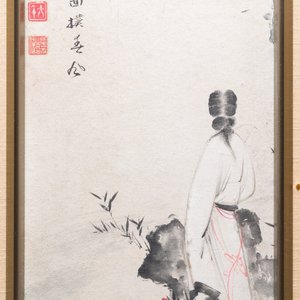 Chinese school, signed Zhang Daqian 張大千 (1898-1983): 'Beauty in the garden', ink and colour on paper, dated 1975 — photo 1