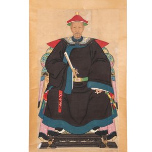 Chinese school: three ancestor portraits, ink and colour on paper, 19/20th C. — 照片 2