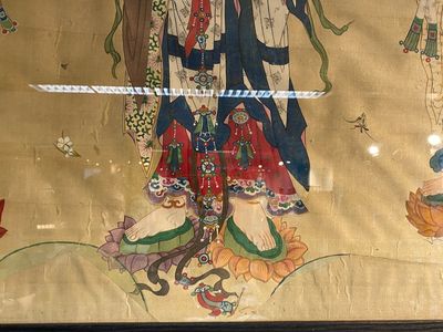 Chinese school: 'Three Buddhist goddesses', ink and colour on silk, 18th C. — 照片 5