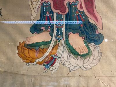 Chinese school: 'Three Buddhist goddesses', ink and colour on silk, 18th C. — 照片 10