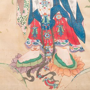 Chinese school: 'Three Buddhist goddesses', ink and colour on silk, 18th C. — 照片 7