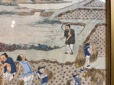 Chinese school: Three rice production scenes, ink and colour on silk, 19th C. — photo 16
