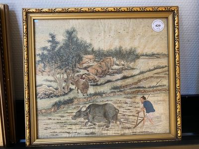 Chinese school: Three rice production scenes, ink and colour on silk, 19th C. — photo 7